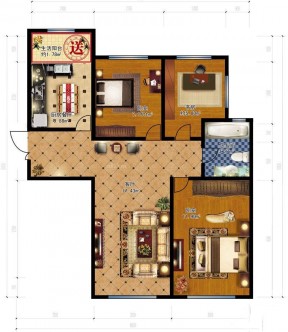 小戶型房屋設(shè)計圖三室一廳廚房餐廳一體樣板大全