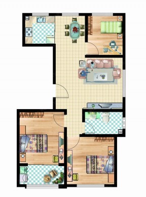 2023三房两厅户型图卧室阳台设计