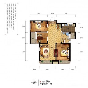 經(jīng)典三房兩廳書房設(shè)計(jì)戶型圖