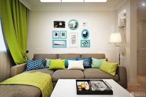 清新唯美现代装修风格三室两厅绿色窗帘设计