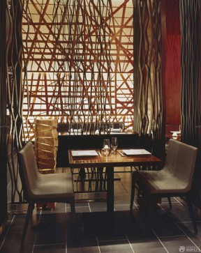 90平方米餐馆装修 餐厅背景墙装修效果图