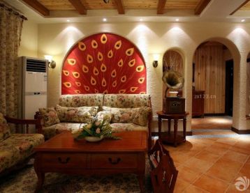 美式古典风格家装客厅沙发背景墙