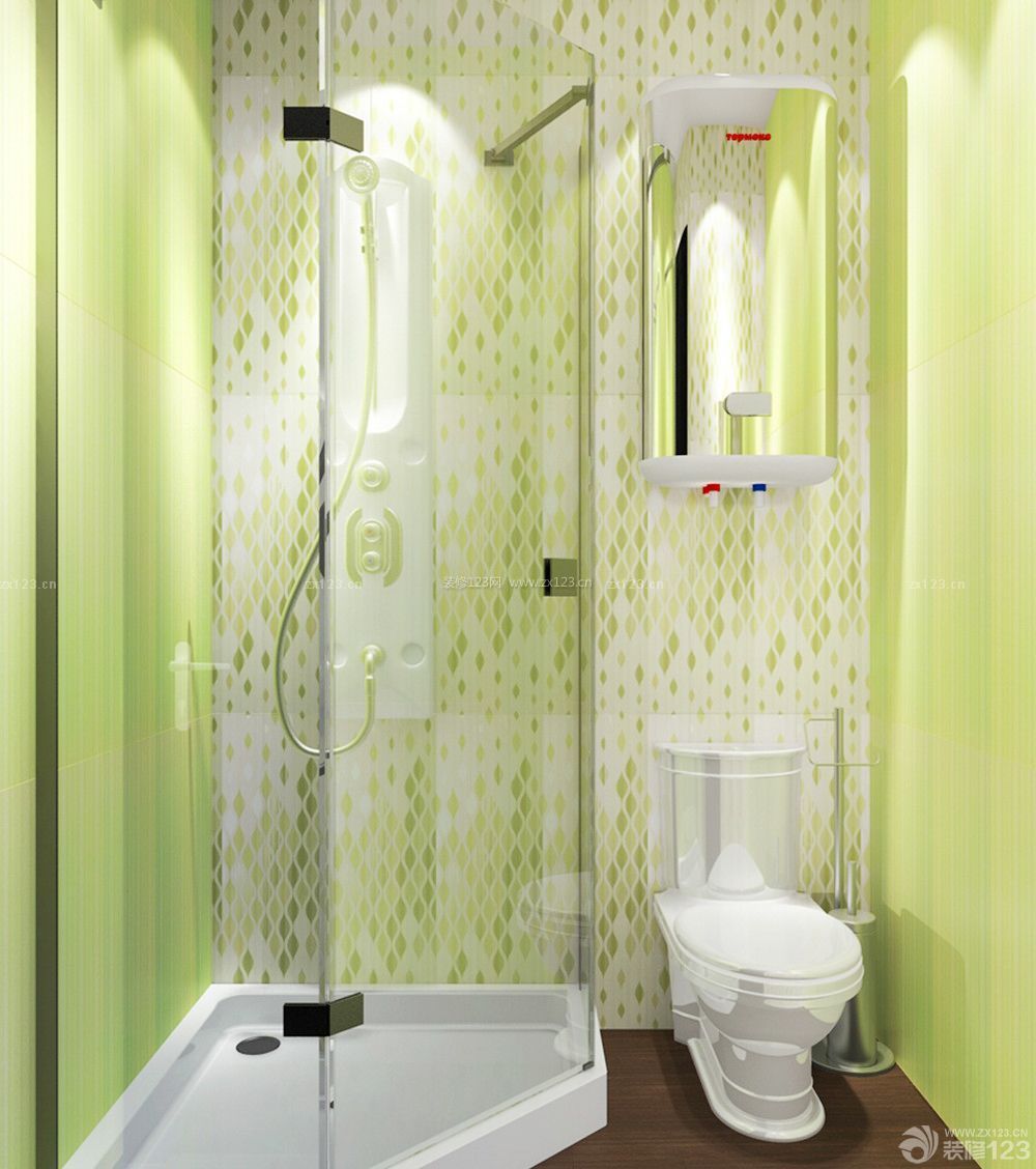 创意两室一厅样板房卫生间绿色墙面设计