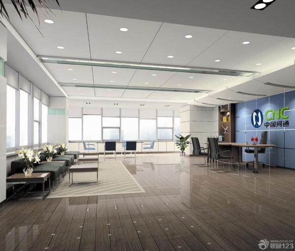 90平米办公室大厅装修效果图_装修123效果图