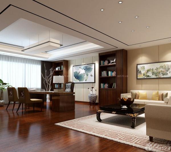中式风格90平米办公室装修图片欣赏_装修123