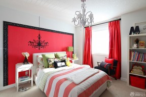 绚丽两居室红色窗帘装修效果图大全
