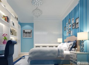 100平米两居室装修 蓝色墙面装修效果图片