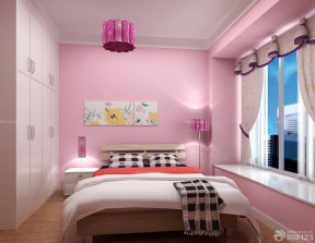 100平米两居室装修 粉色墙面装修效果图片