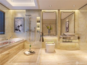 整体浴室大理石包裹浴缸装修效果图片