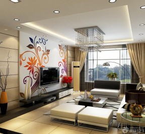 90平三居室裝修 簡(jiǎn)單電視背景墻