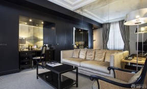 时尚复式客厅黑色墙面装修效果图欣赏