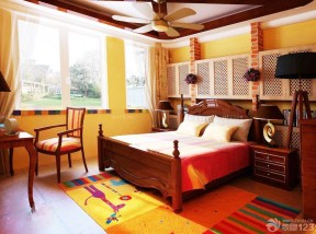 60平米两室一厅小户型装修效果图 实木床图片