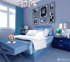 90平方米小三房装修效果图 紫色卧室装修效果图