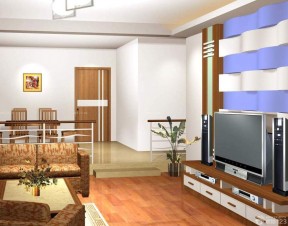 最新错层式住宅电视背景墙造型设计装修效果图片
