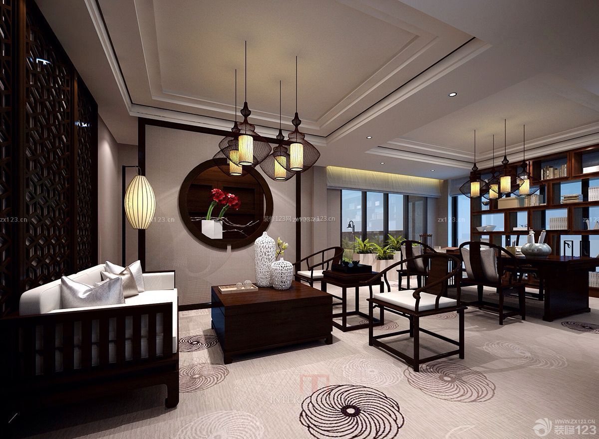 新中式风格别墅客厅设计图片大全