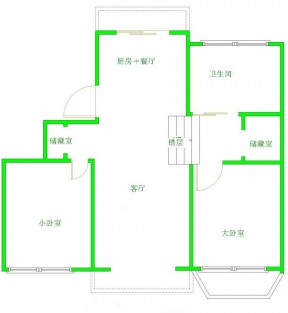 錯(cuò)層兩室兩廳一衛(wèi)戶型圖裝修效果圖片