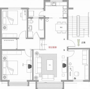 錯層兩室兩廳一衛(wèi)戶型圖裝修圖片