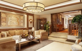 錯(cuò)層房屋裝修效果圖 客廳沙發(fā)背景墻裝飾畫(huà)