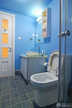40-50平方小户型卫生间蓝色墙面装修效果图片