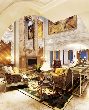 古典欧式别墅客厅组合沙发装修效果图