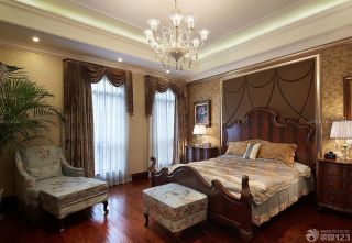 古典欧式别墅卧室床头背景墙装修效果图
