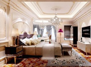 古典欧式别墅双人床装修效果图