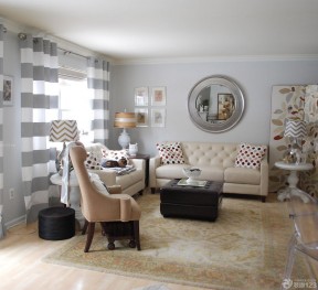 美式家装风格90平标准户型小客厅装修效果图片欣赏
