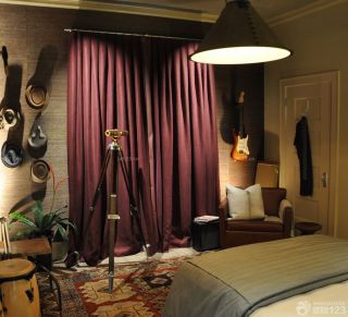 90平米两室两厅卧室窗帘装修效果图