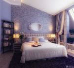 90平米3居室房屋紫色卧室装修效果图