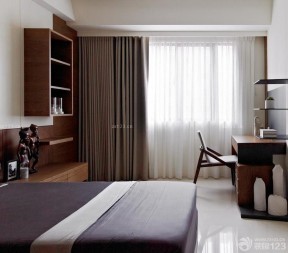 90平米3居室房屋装修效果图 纯色窗帘装修效果图片