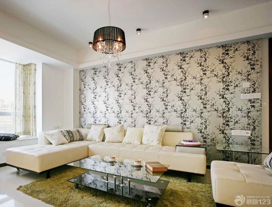 现代风格客厅沙发背景墙纸装修效果图片