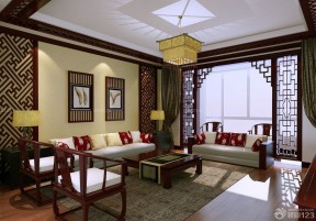 现代中式客厅装修效果图 客厅沙发背景墙装饰
