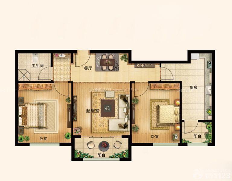 高檔90平米別墅戶型圖欣賞