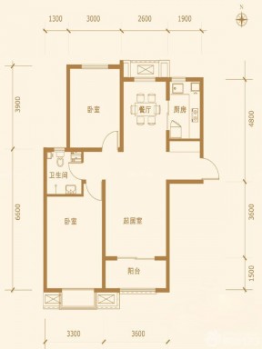 高檔90平米兩室別墅戶型圖