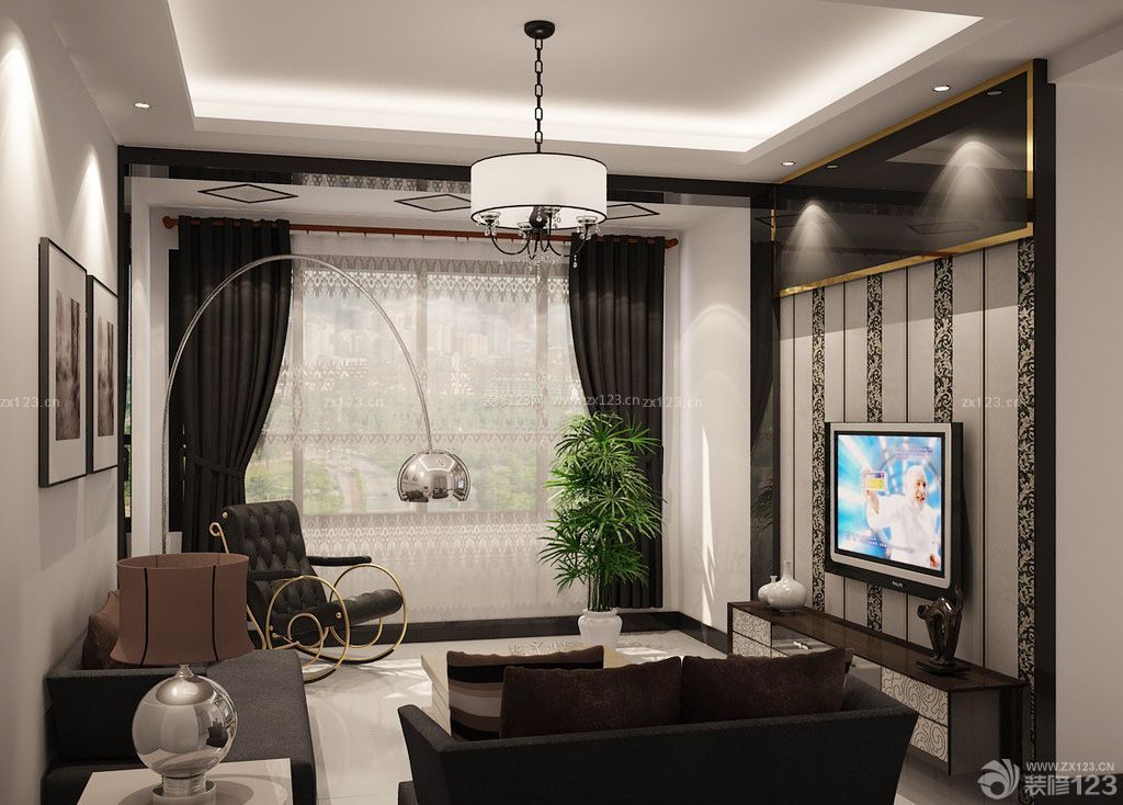 2023现代风格家居装修效果图客厅电视背景墙造型设计