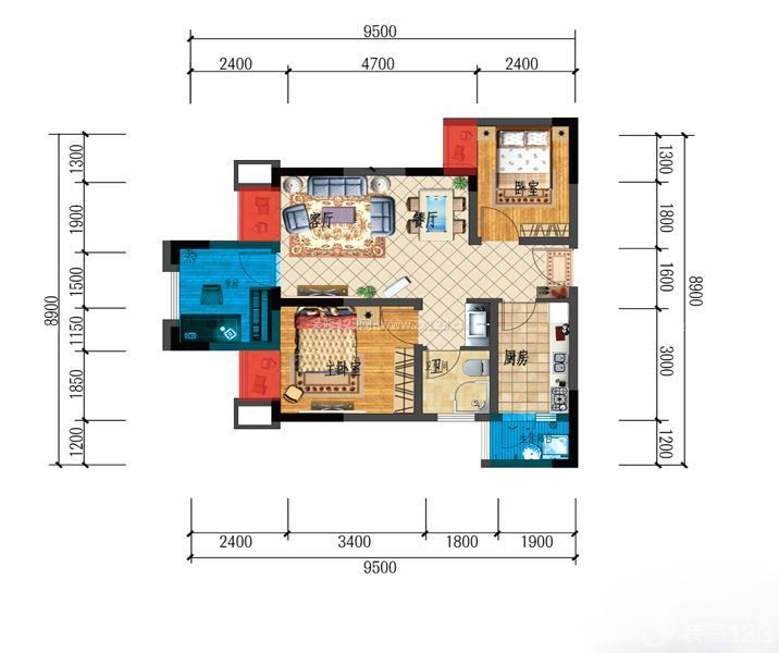 90平方自建別墅戶型圖