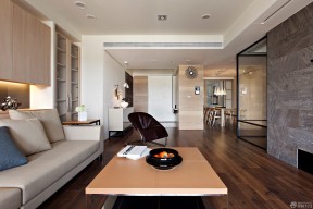 小户型客厅装饰 深褐色木地板装修效果图片