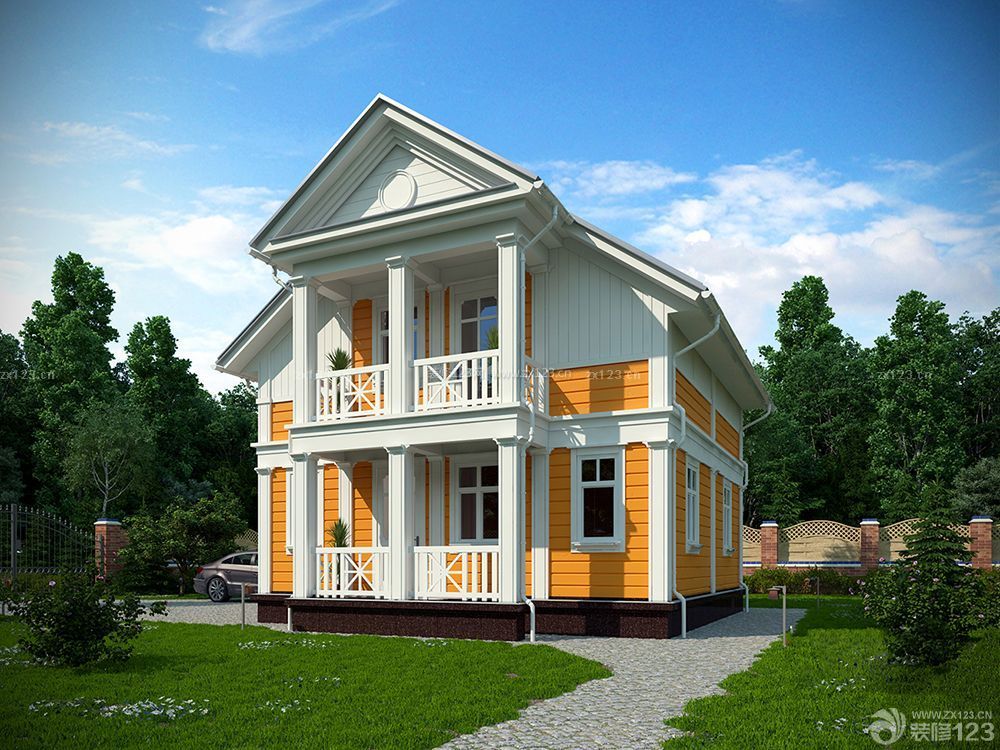 美式小型木结构别墅房屋设计图
