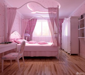 90后女生卧室装修 粉色墙面装修效果图片