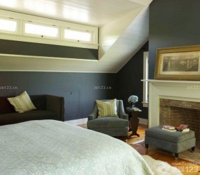 家装美式风格90平带平顶阁楼小户型卧室装修图片