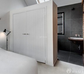 美式简约家装90平米小户型浪漫的主卧室卫生间装修效果图