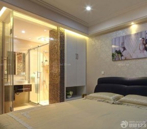 90平米小户型浪漫的主卧室卫生间装修效果图 现代设计