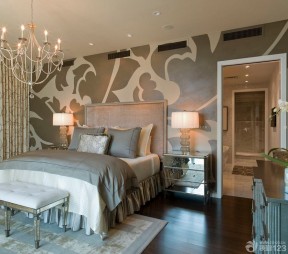 美式房屋90平米小户型浪漫的主卧室卫生间装修效果图