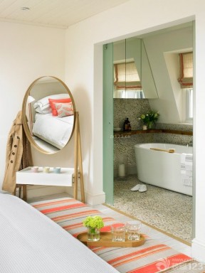 2023美式风格家居90平米小户型浪漫的主卧室卫生间装修效果图