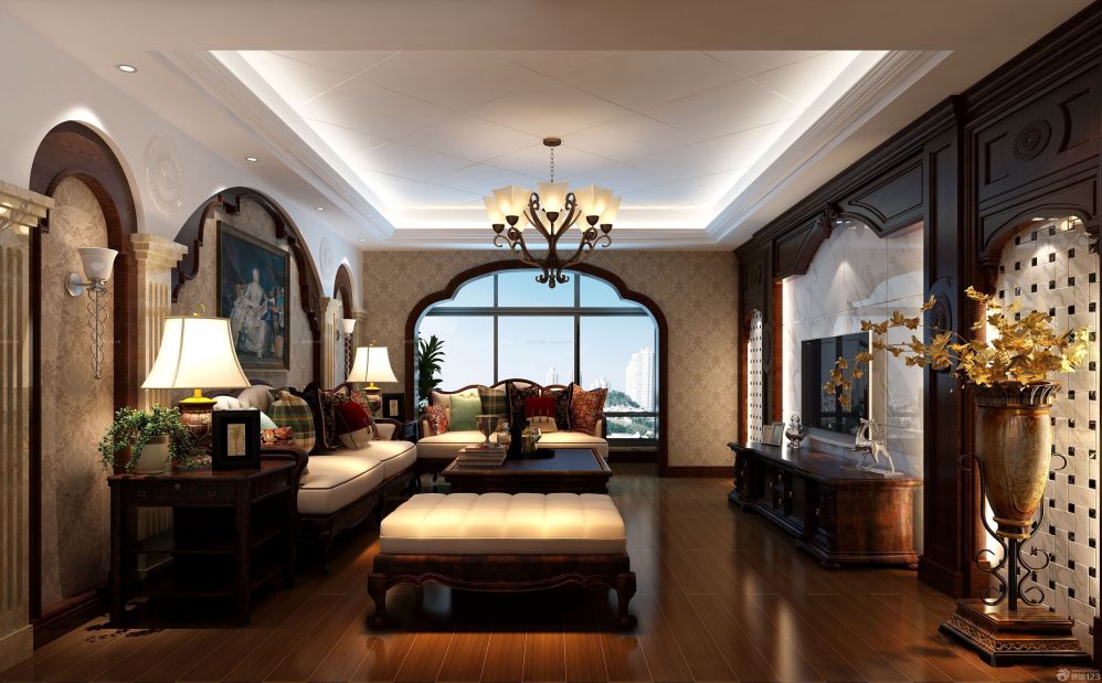 古典欧式风格家庭客厅装修效果图片