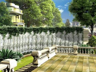 欧式别墅花园砖砌围墙图片