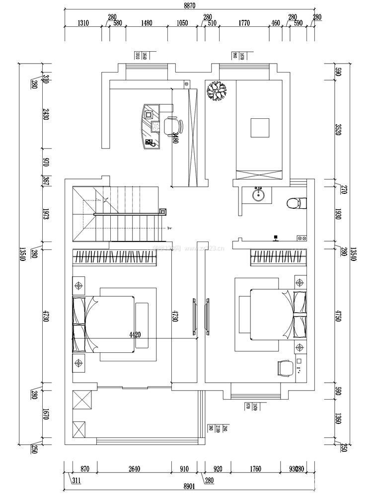 2023復(fù)式別墅兩居室裝修設(shè)計(jì)圖紙