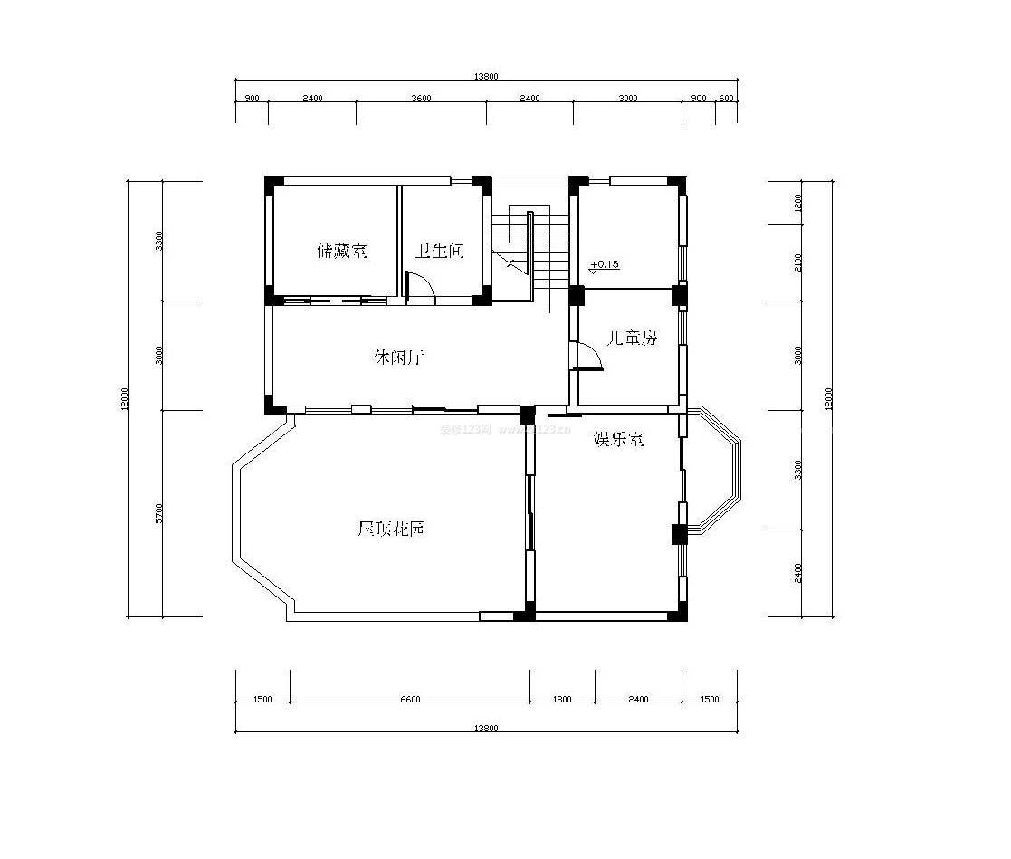 農(nóng)村別墅頂層平面設(shè)計(jì)圖