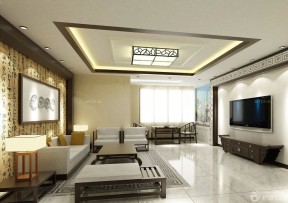 簡(jiǎn)中式客廳裝修效果圖 沙發(fā)背景墻裝修效果圖片