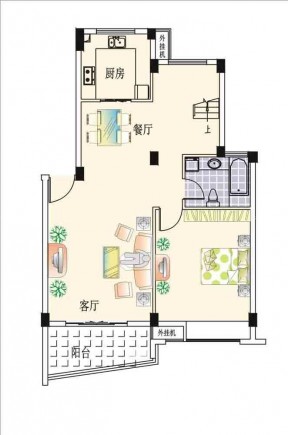 80平米一室兩廳帶陽臺(tái)裝修平面設(shè)計(jì)圖